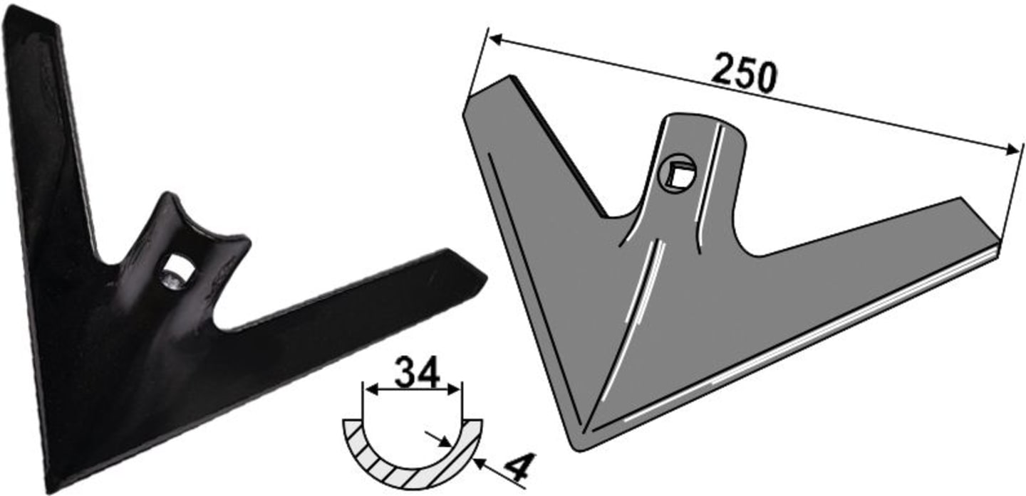 Industriehof® Hackschar universal, Arbeitsbreite 250 mm, Arbeitswinkel 40 °, 1.KH5