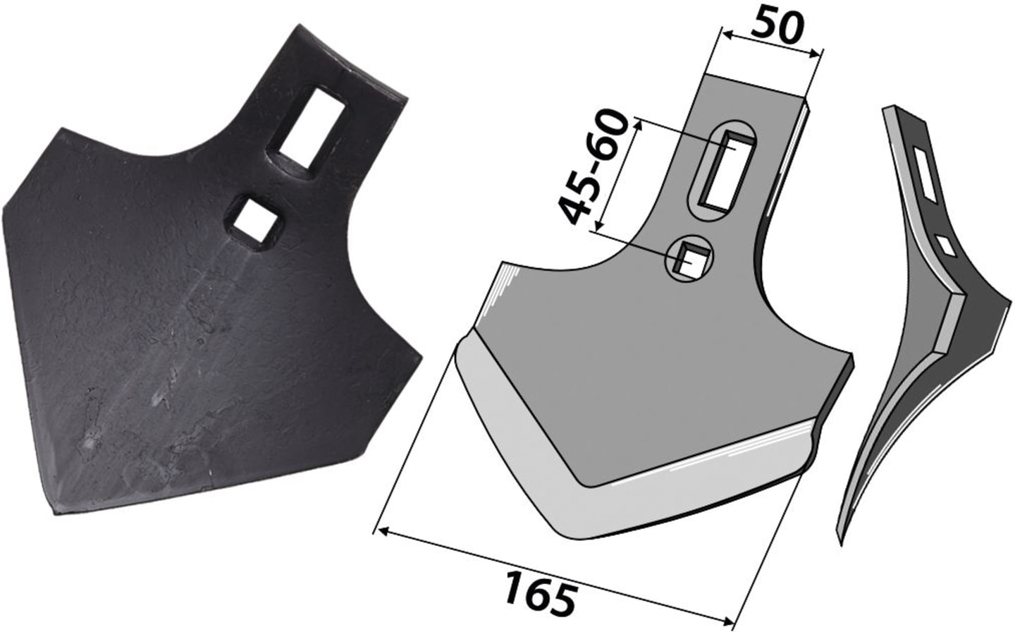 Industriehof® Breitschar "K46" Arbeitsbreite 165 mm Stärke 6 mm für Schwergrubber universal, 101.40.008