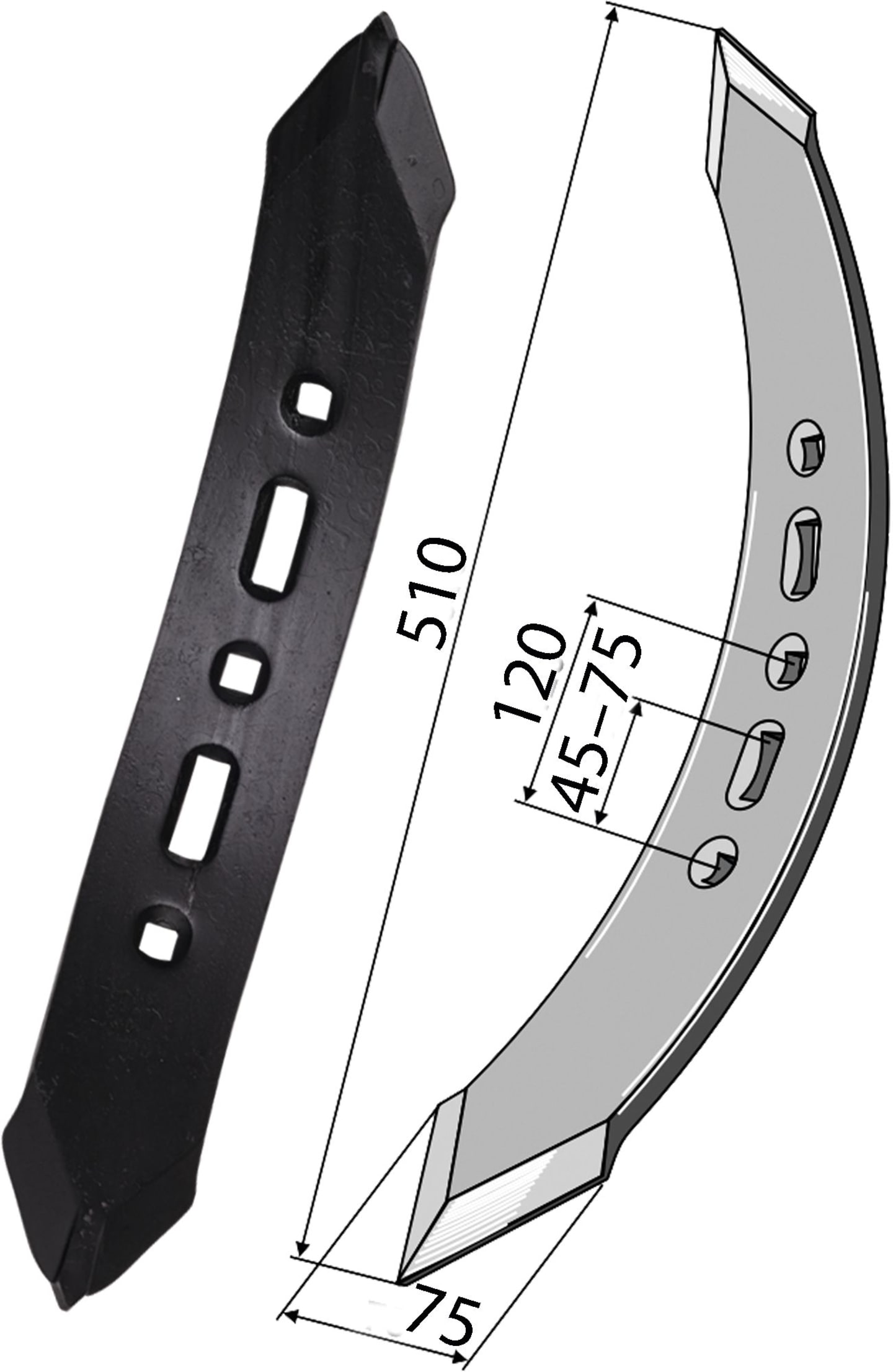 Industriehof® Spitzschar links/rechts, 510 x 75 mm universal