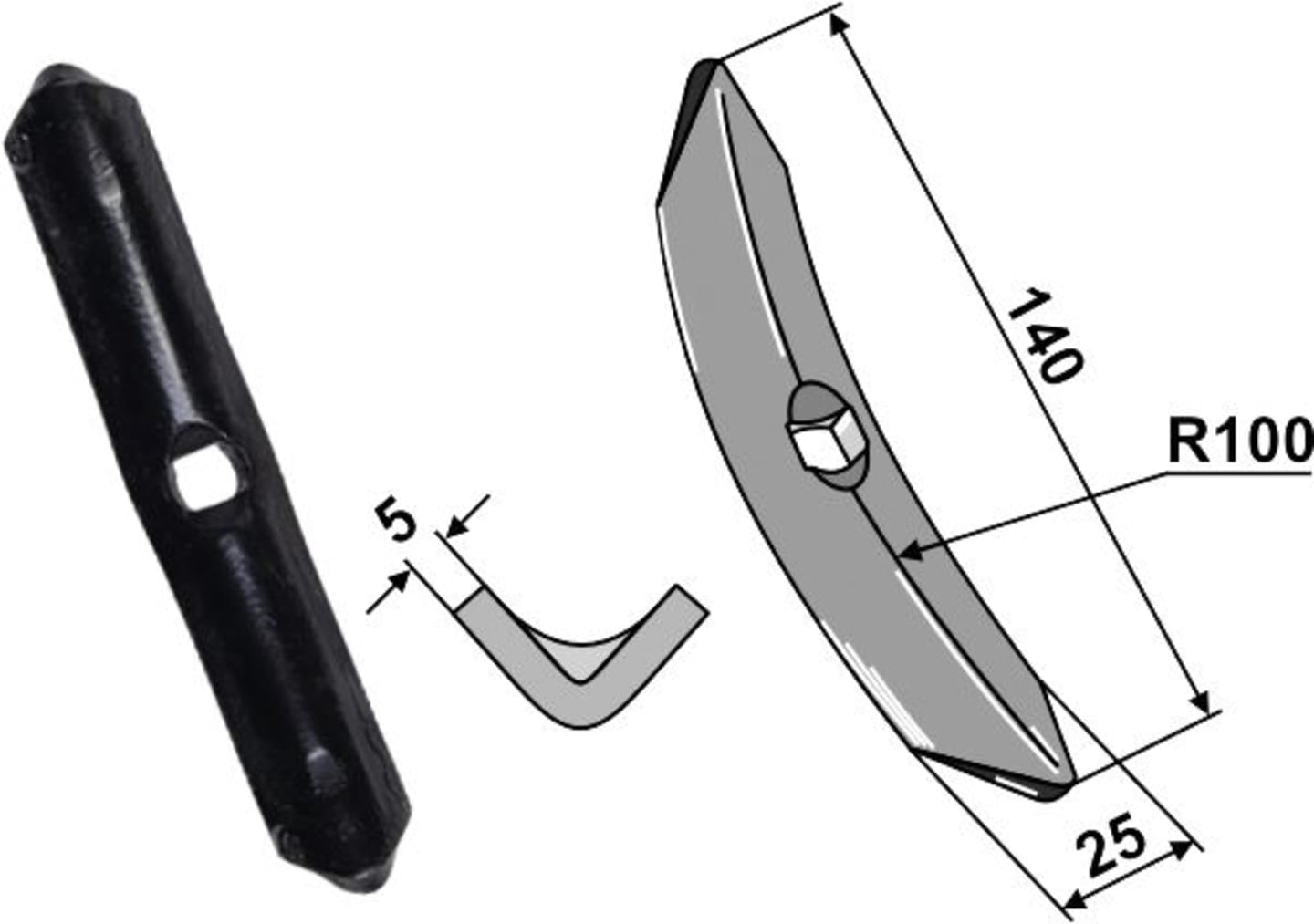 Industriehof® Spitzschar 140 x 25 x 5 mm für Rau, 2.10.190R