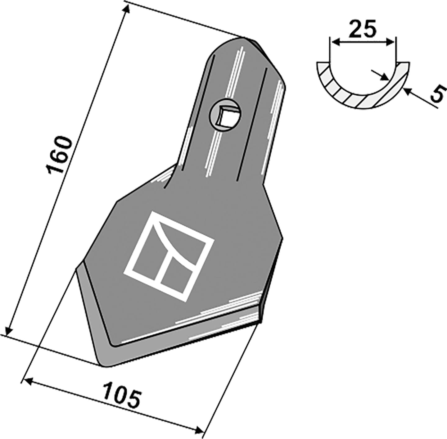 Industriehof® Hackschar, Arbeitsbreite 105 mm, Arbeitswinkel 35 ° für Hacktechnik Einböck, 1.10.132-6