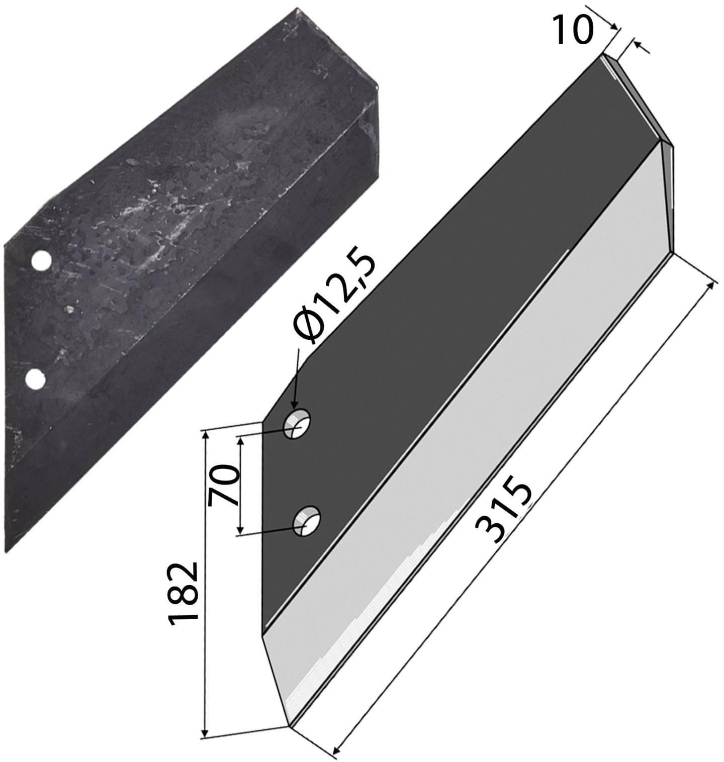Industriehof® Scharflügel links/rechts 315 mm, für Grubber Dal-Bo