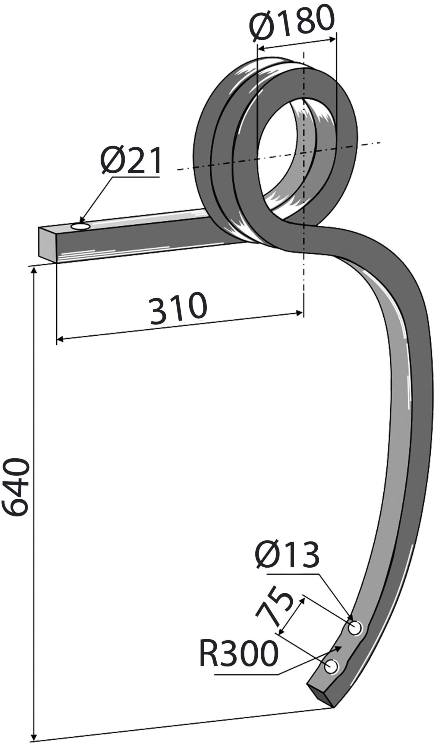 Industriehof® Schwergrubberstiel links/rechts, 680 x 40 x 40 mm, für universal