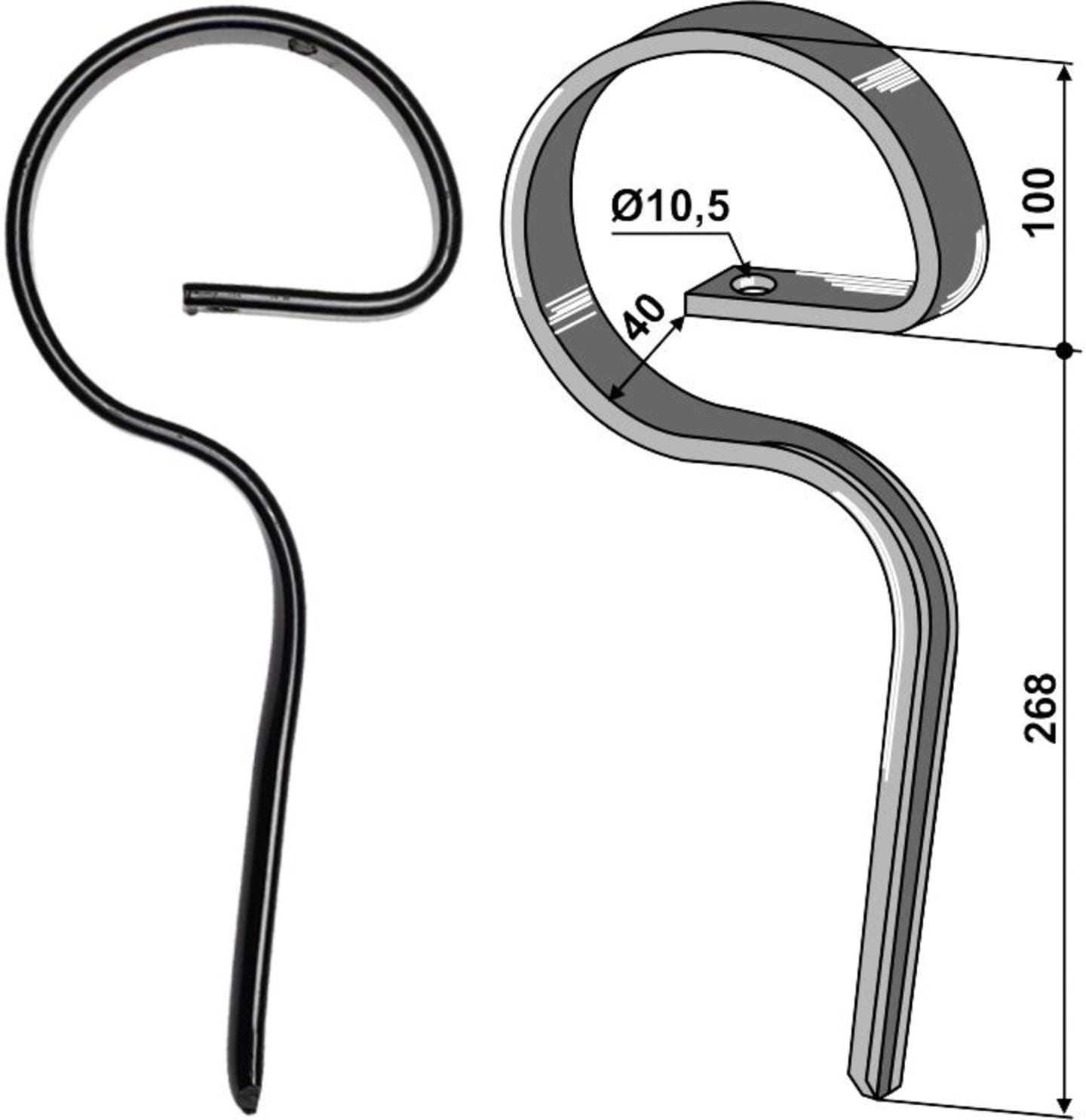 Industriehof® Garezinken 368 x 8 mm, Garezinken und Grubberstiele, universal, 2.1028