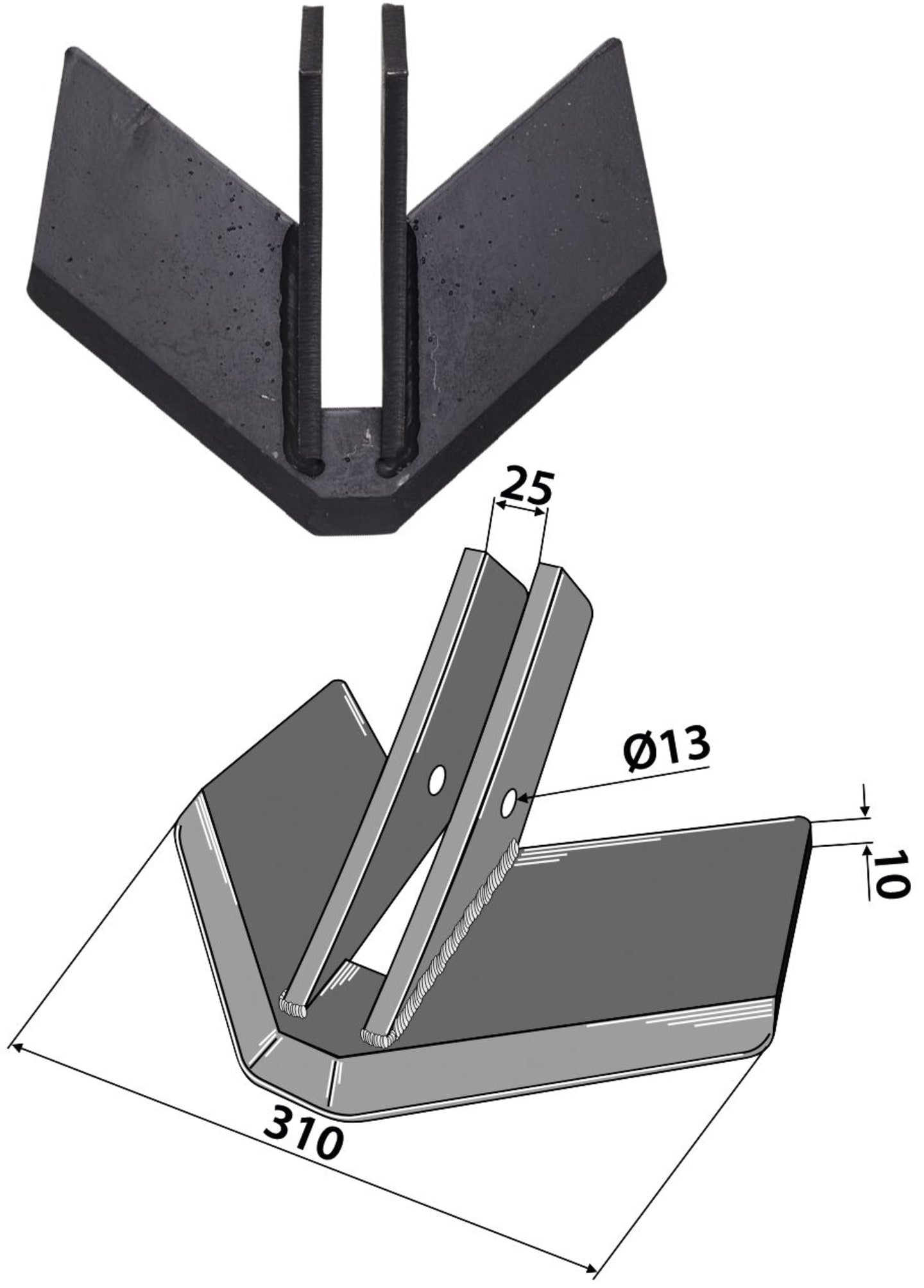 Industriehof® Flügelschar 310 mm für Köckerling Topmix, 101.IND-397