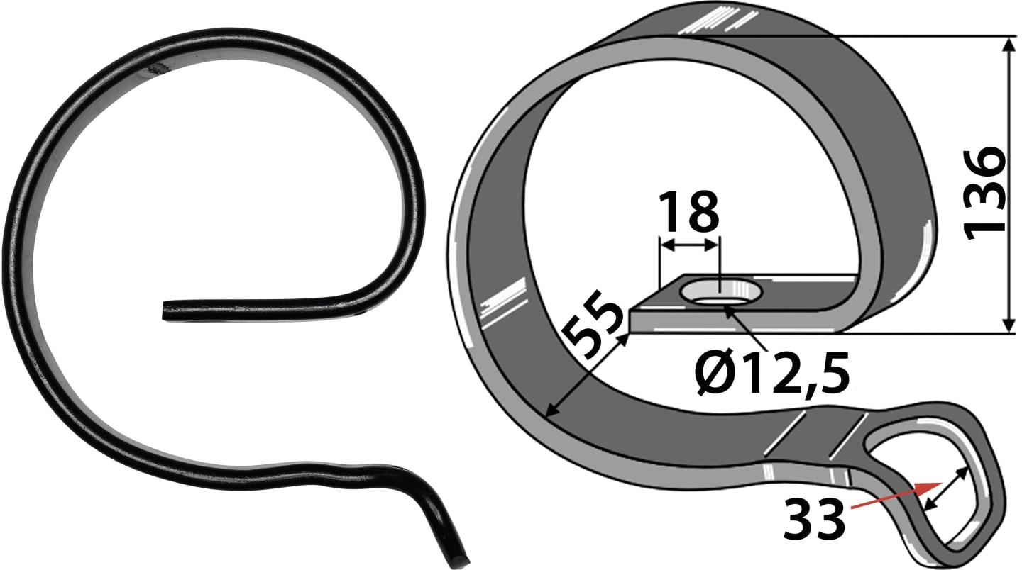 Industriehof® Verstärkungsfeder 32 x 10 mm, Ø 136 mm, für Federzinken 32 x 10 mm, Rahmen 50 x 50 mm, 1.W241030-2