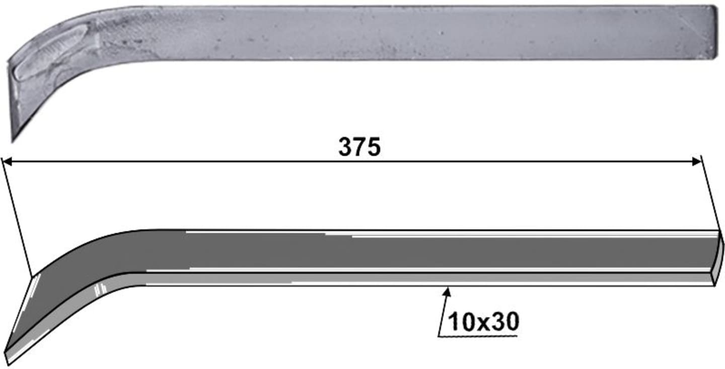 Industriehof® Schwergrubberstiel 375 x 30 x 10 mm, Arbeitswinkel 38 °, für Fendt, Heywang, Rau, Stoll (Dehne), 1.10.1019