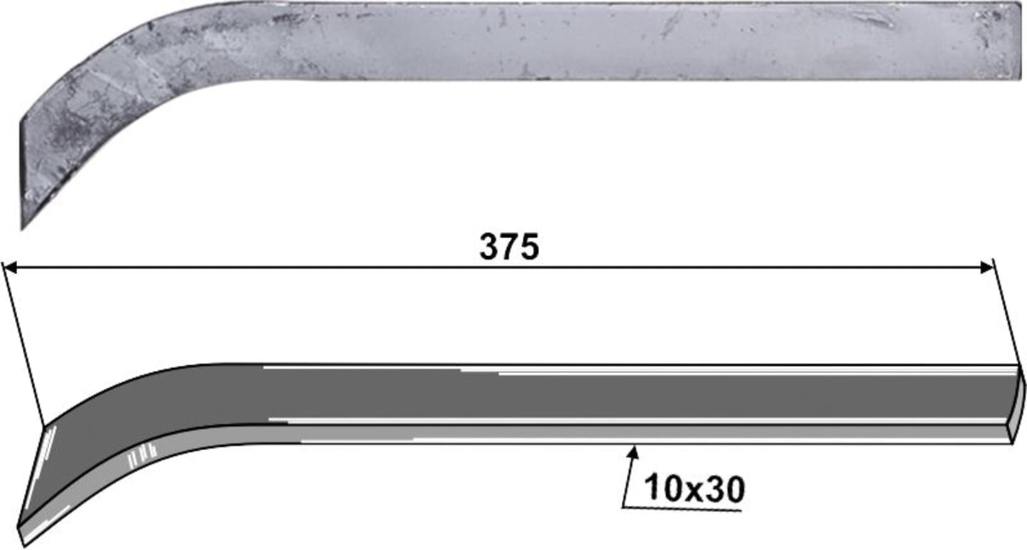 Industriehof® Schwergrubberstiel 375 x 30 x 10 mm, Arbeitswinkel 28 °, für Fendt, Heywang, Rau, Stoll (Dehne), 1.10.1021
