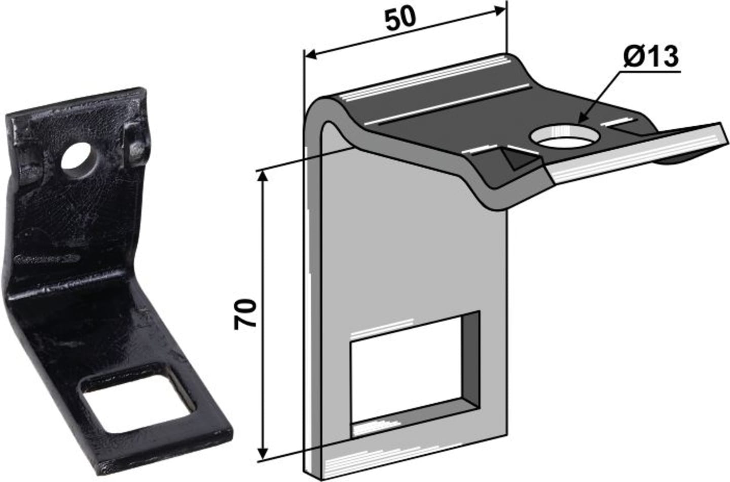 Industriehof® Zinkenhalter "D" für Federzinken 32 x 10 mm mit Verstärkungsfeder 32 x 10 mm, Passender Rahmen 50 x 50 mm für universal, 1.HH17-3117