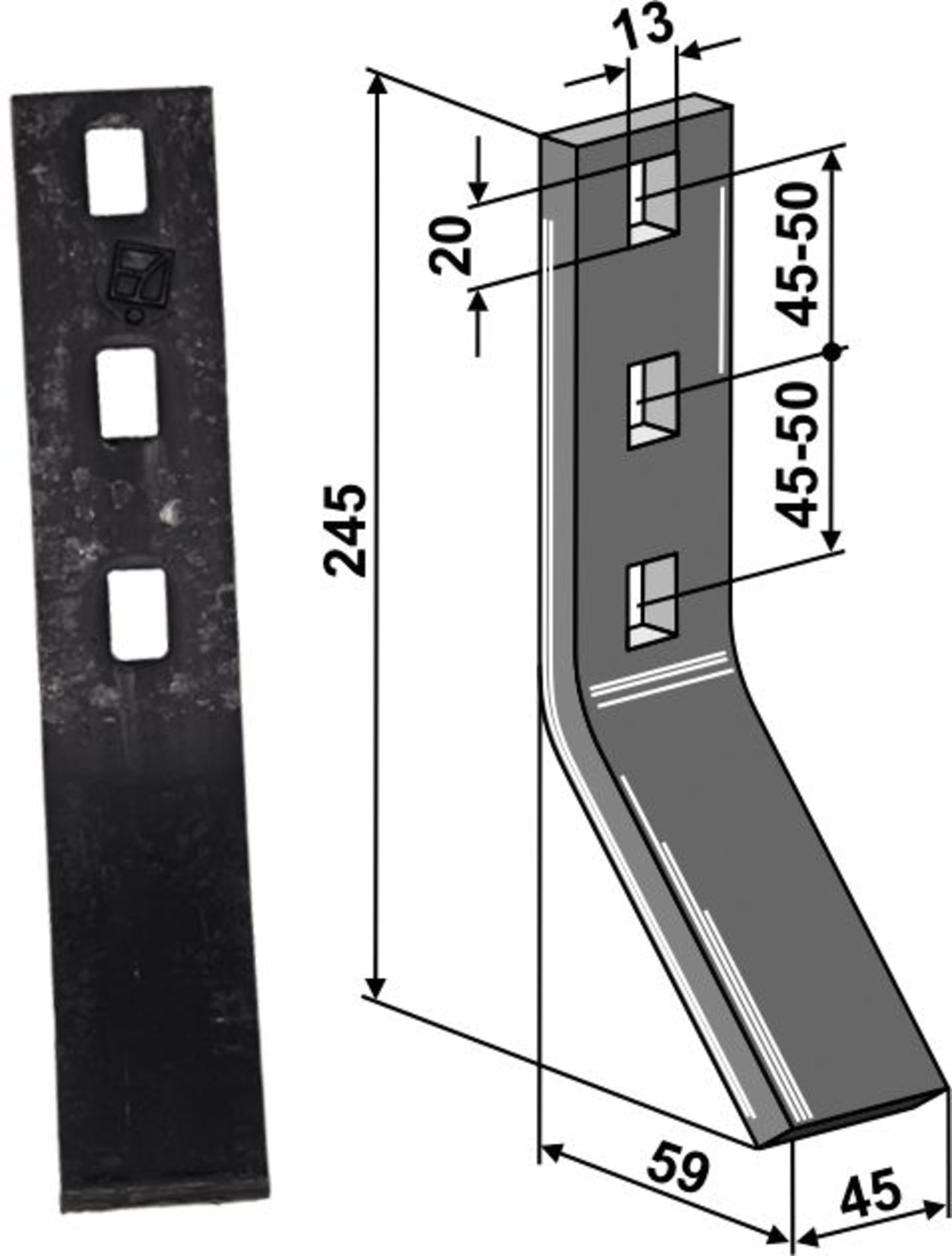 Industriehof® Verschleißteil 245 x 45 x 10 mm für Dal-Bo, Väderstad, 10.1045-4
