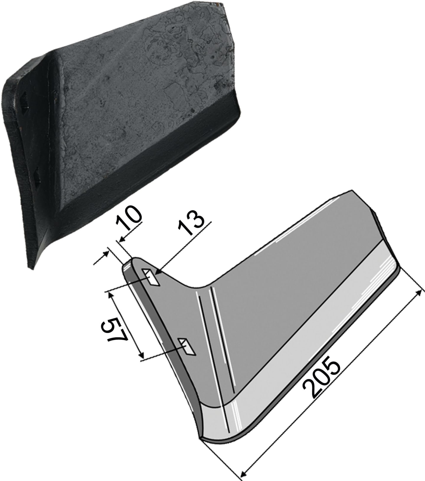 Industriehof® Scharflügel links/rechts 205 mm, für Grubber Väderstad