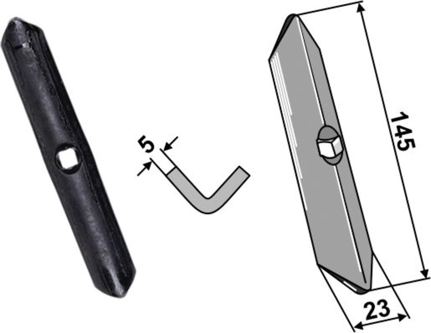 Industriehof® Spitzschar 145 x 23 mm gerade, universal für Kultureggen- und Garezinken, 2.2034