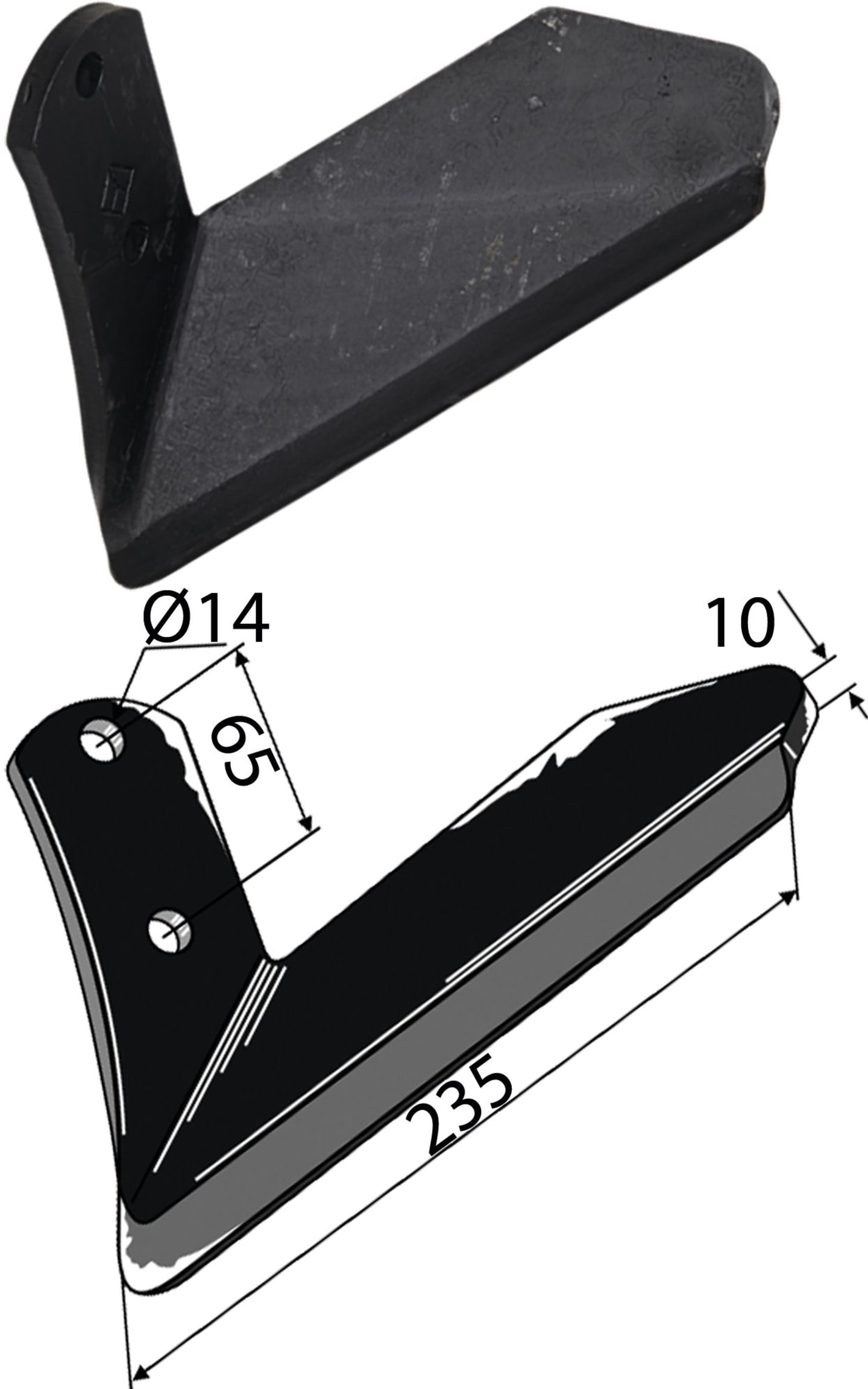 Industriehof® Scharflügel links/rechts 235 mm, für Grubber Kuhn