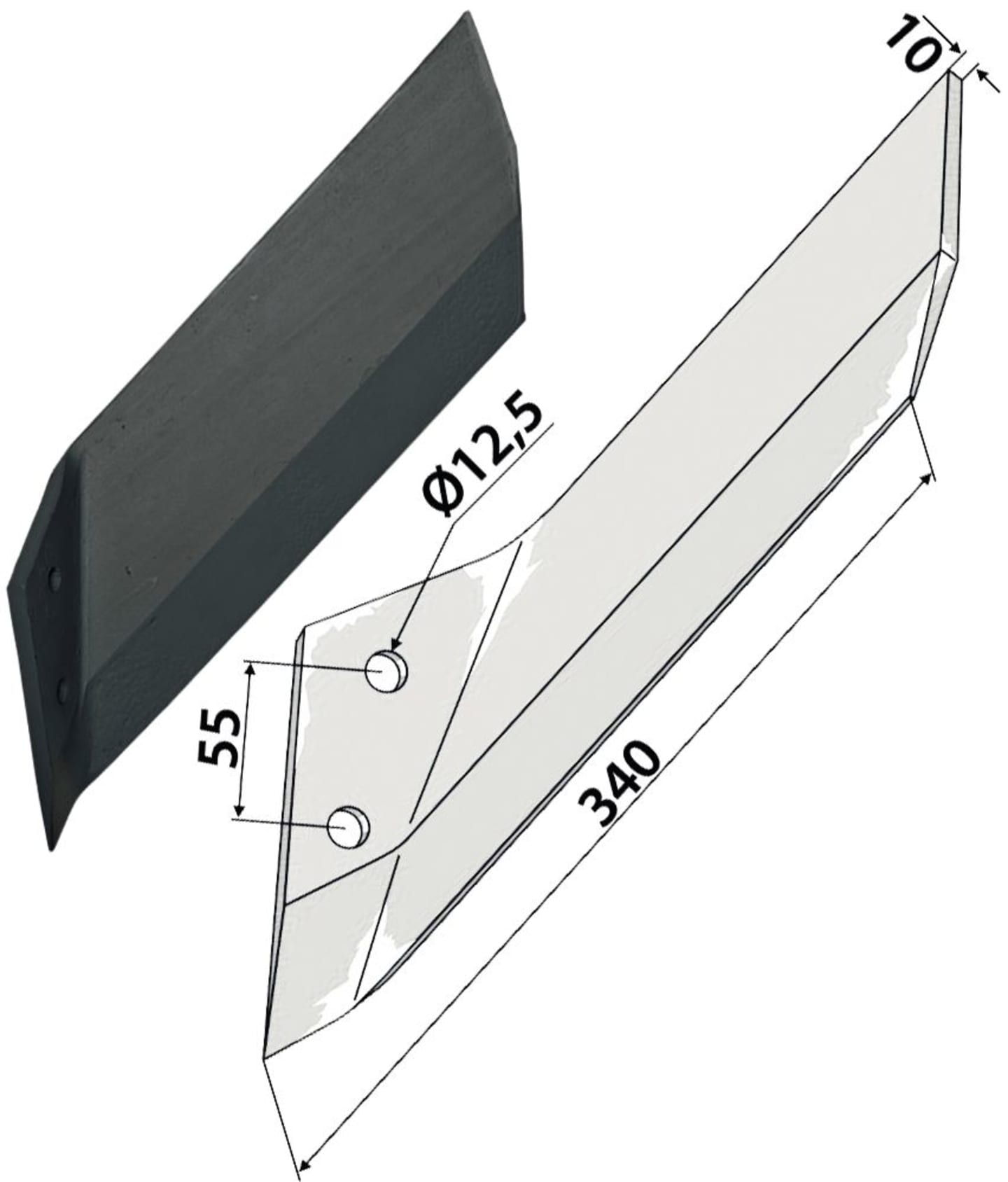 Industriehof® Scharflügel links/rechts 340 mm, für Grubber Lemken Kristall