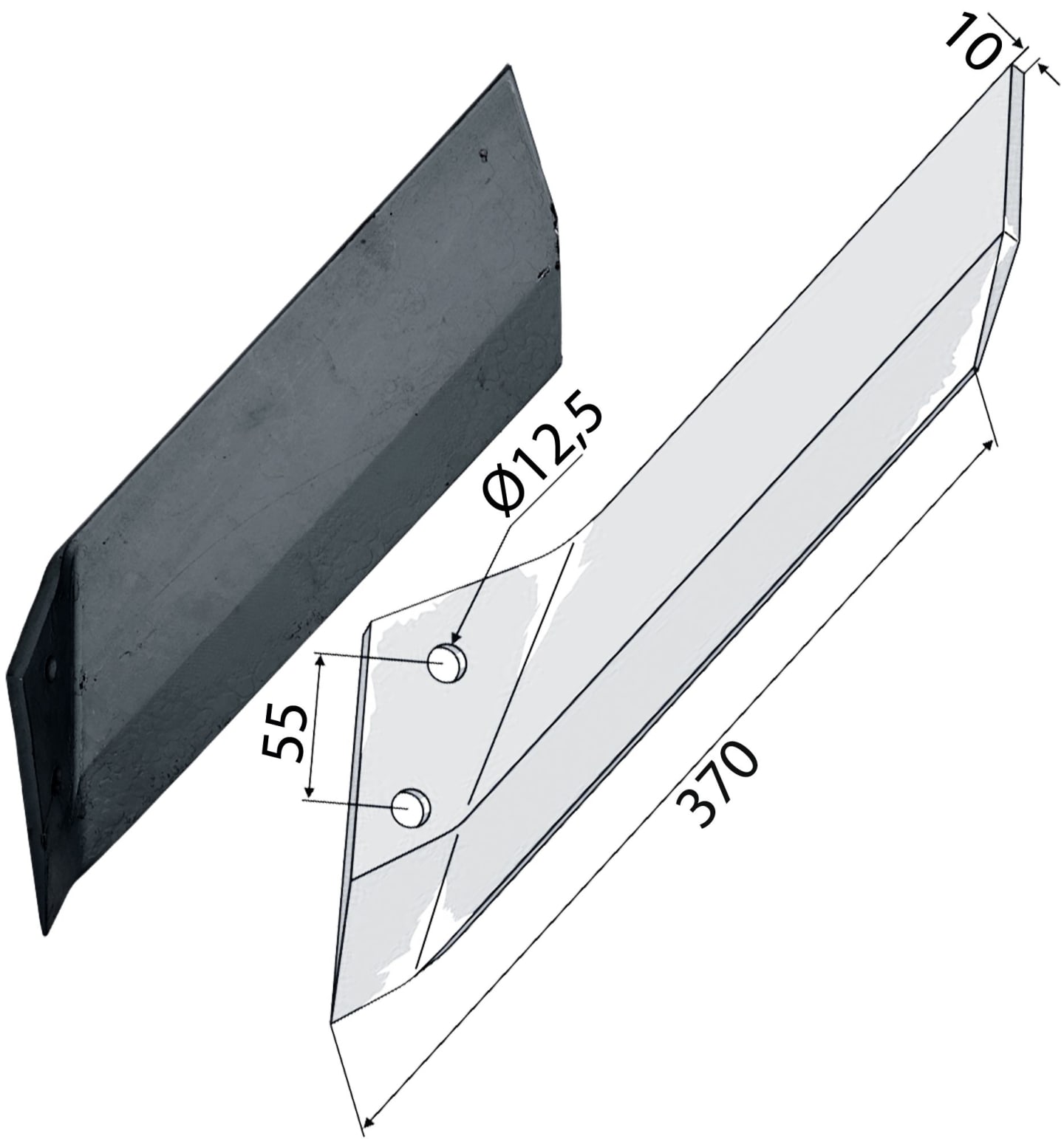 Industriehof® Scharflügel links/rechts 370 mm, für Grubber Lemken Kristall
