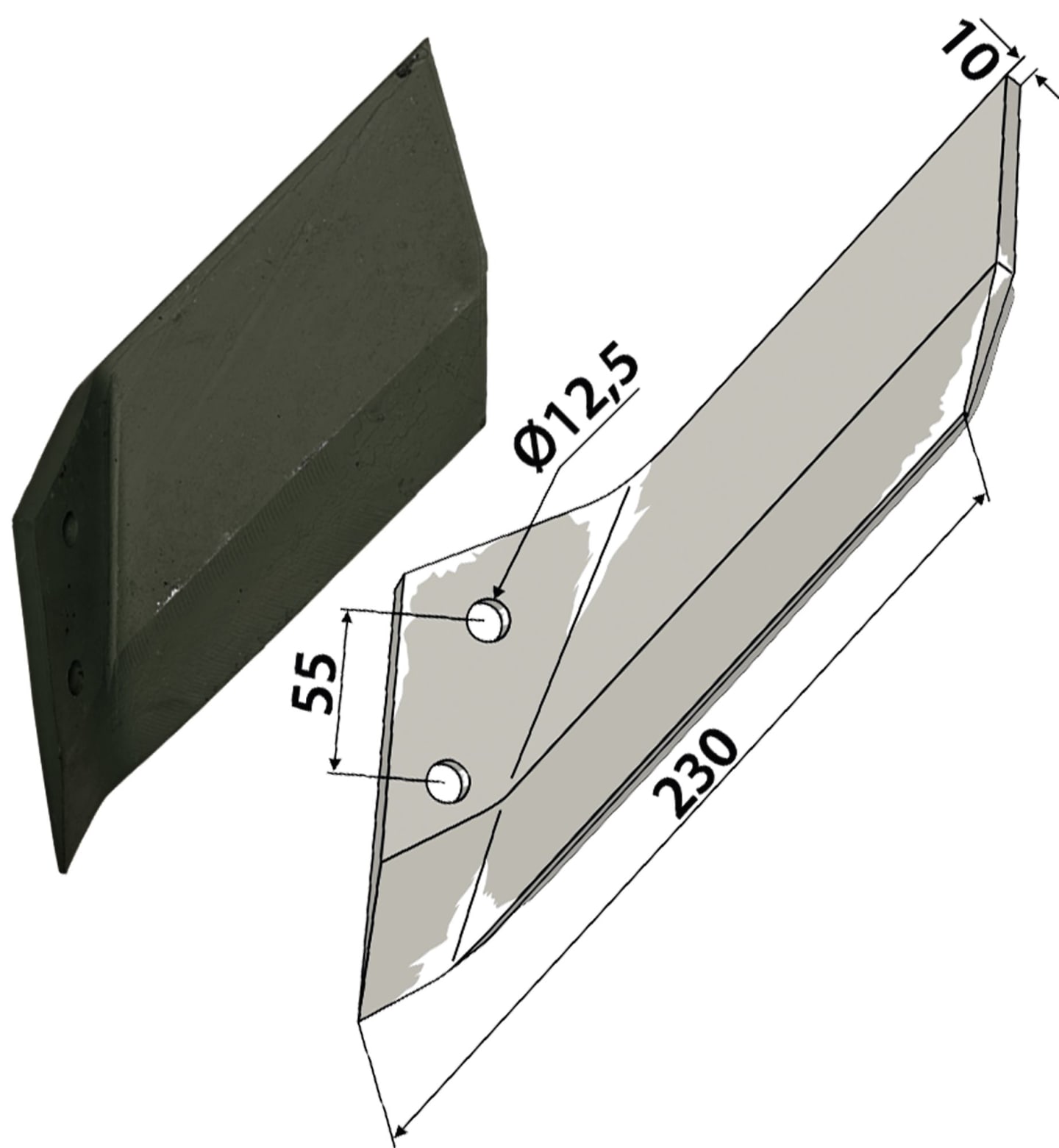 Industriehof® Scharflügel links/rechts 230 mm, für Grubber Lemken Karat