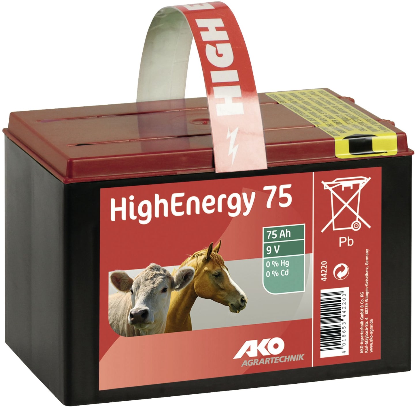 Ako Weidezaunbatterie "High Energy Saline" 9 V/75 Ah Zink/Kohle, 44220