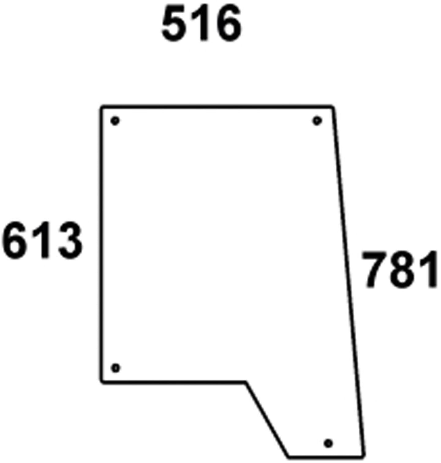 Türscheibe, klar, hinten oben, für Case IH 433, 533, 633, 733, 833, 933, Kabine Silent S3