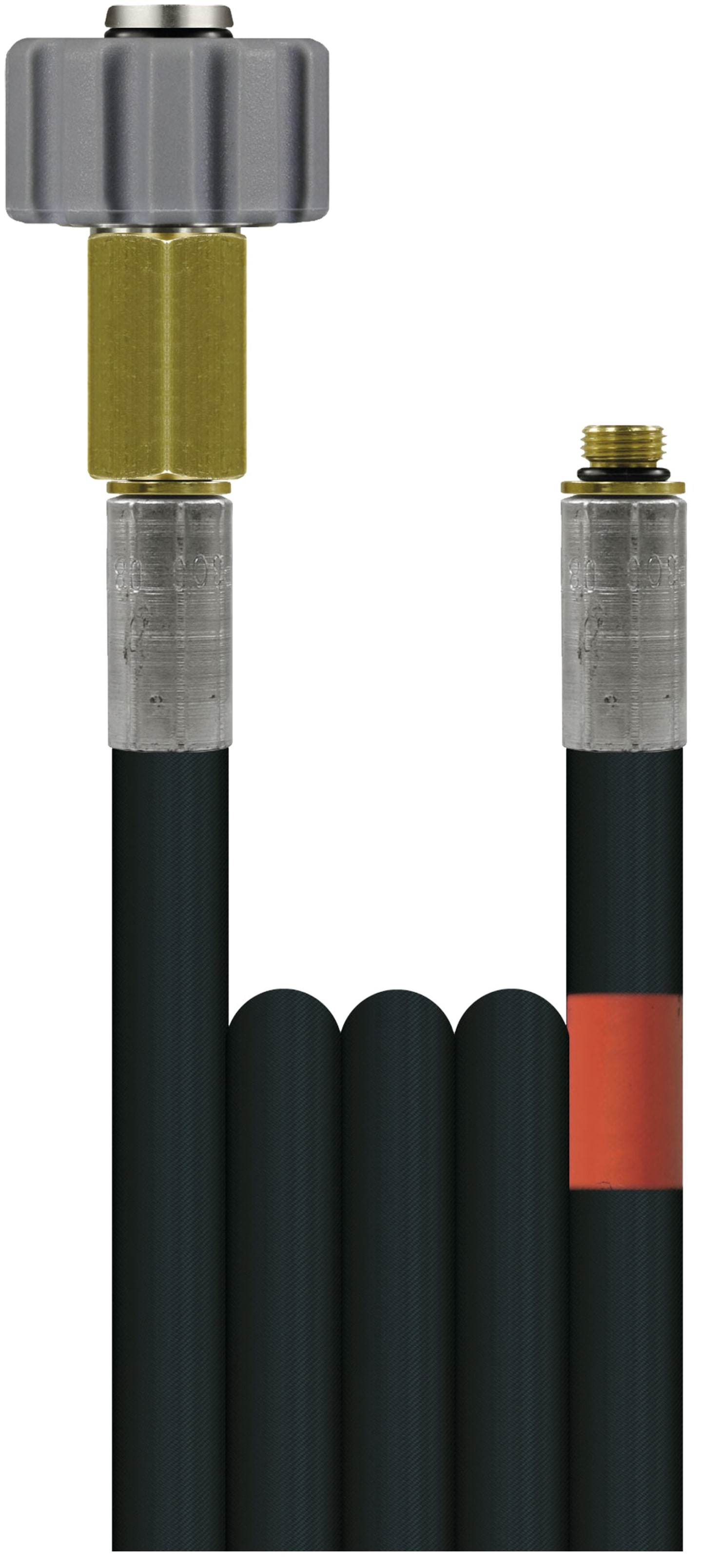 Rohrreinigungsschlauch "Flexy", NW DN 6, 300 bar, 10 m, Handverschraubung M 21 IG; 1/8" AG + O-Ring ohne Düse