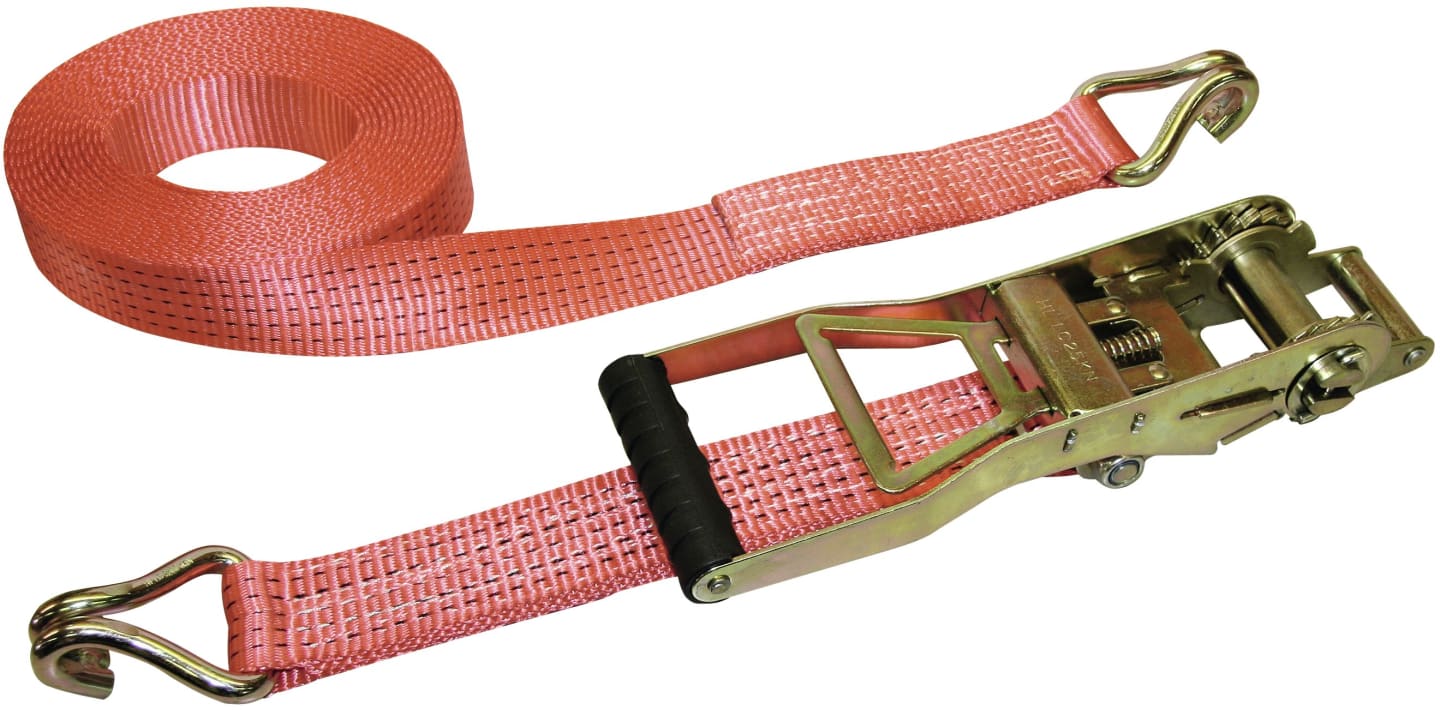 KERBL Zurrgurt 50 mm, 2-teilig, Spitzhaken, Langhebelratsche, rot