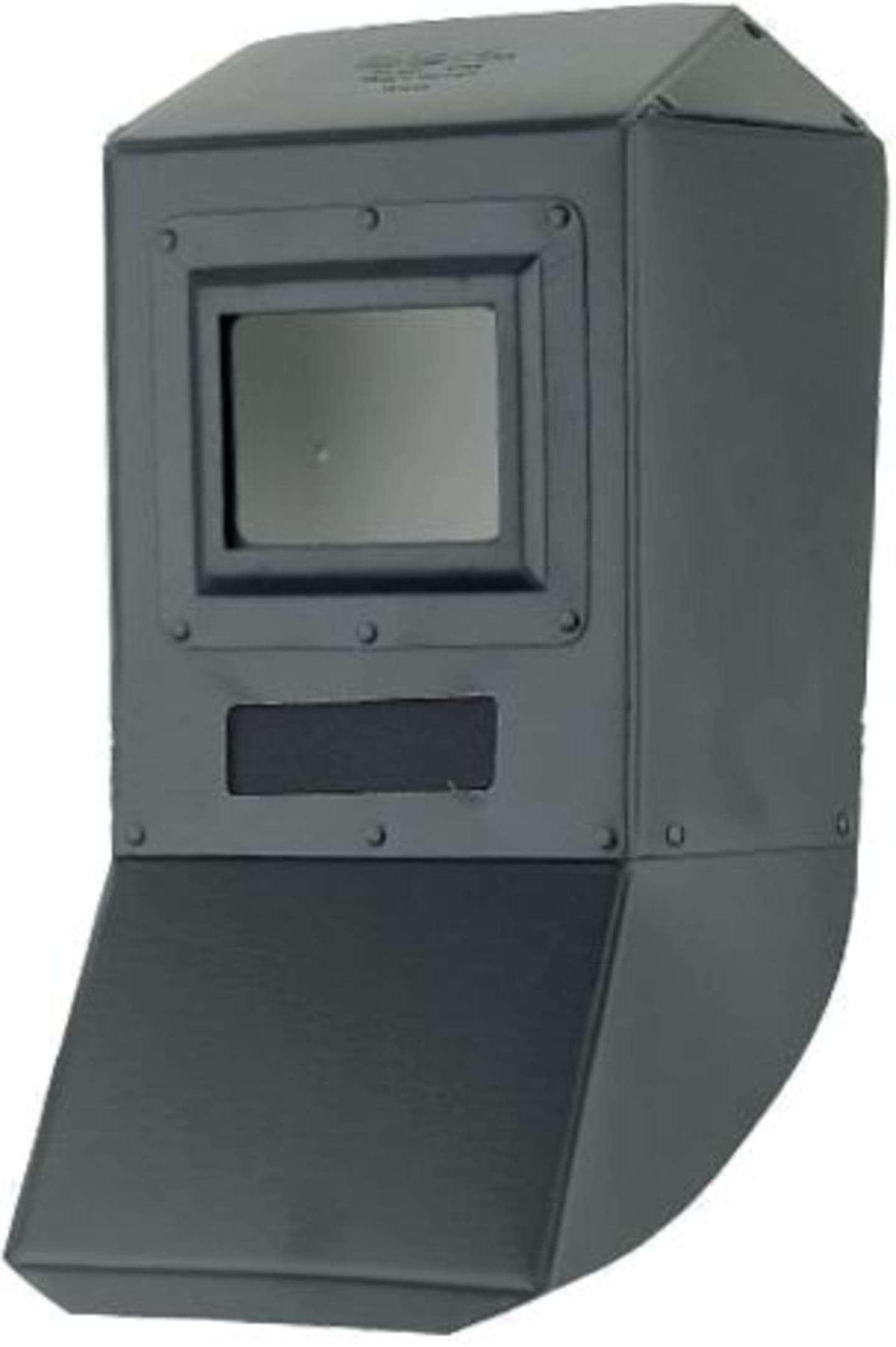 Freisicht-Schutzschild aus Diamantfiber, schwarz, Filterkassette 110 x 90 mm, isolierte Blechmechanik, Freisichtschlitz 110 x40 mm, ohne Gläser