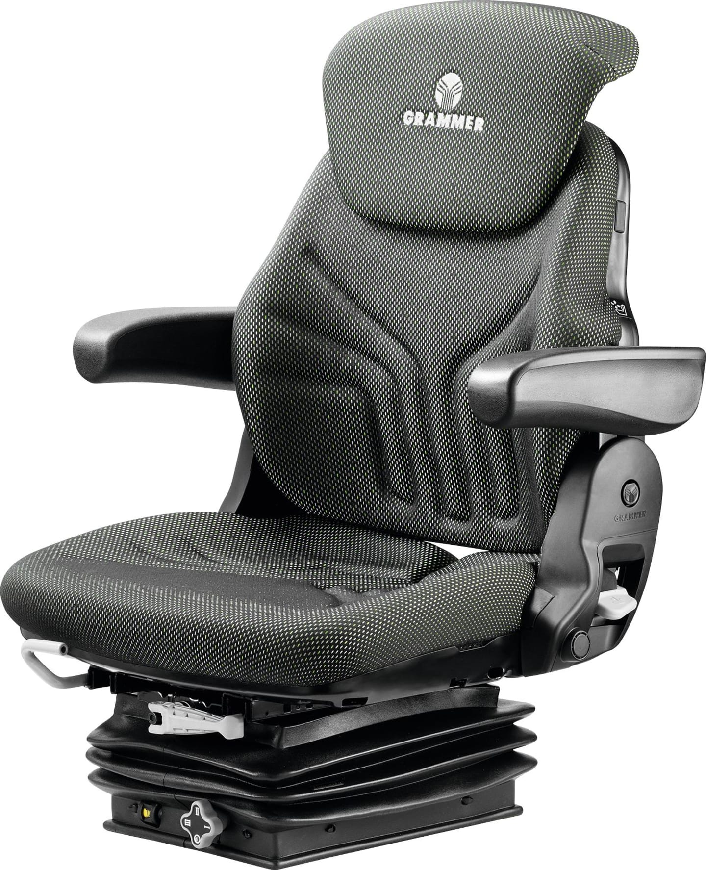 Grammer Traktorsitz "Compacto® Basic W", mechanisch gefedert, Stoff, anthrazit/grün/silber, ohne Rückenverlängerung und Armlehnen