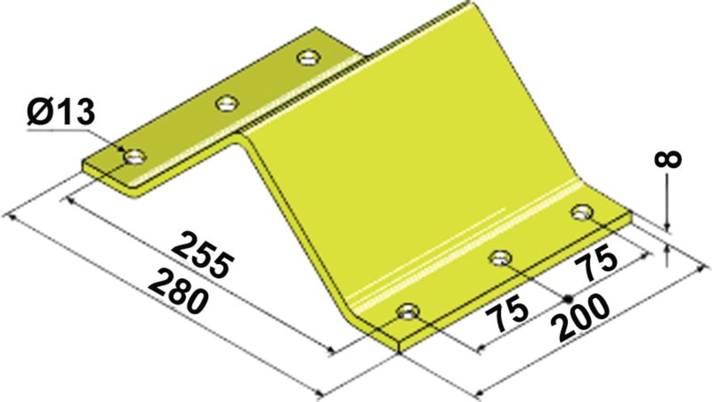 Industriehof® Oberschelle 280 x 200 x 8 mm, für Scheibenhalter verstärkte für Rahmen 100 x 100 mm, Hopfen- und Kurzscheibeneggen Ø 610 mm, 31-0602