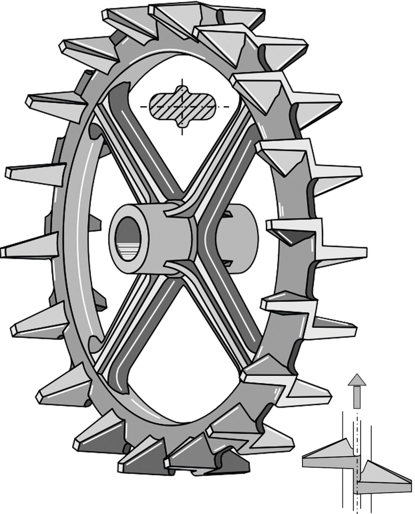 Industriehof® Nockenring für Welle rund, 50 mm, Ø außen 550 mm, Breite Nabe 155 mm, Laufbreite 135 mm, Sphäroguss (GGG40), 312-553