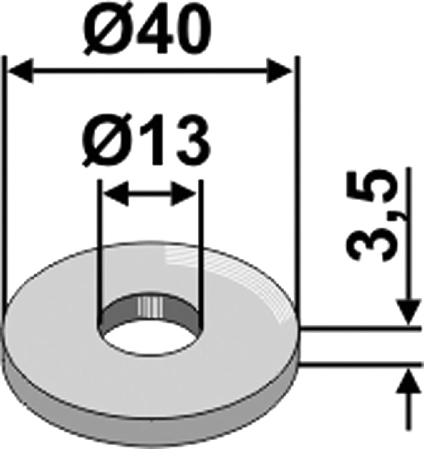 Industriehof® Unterlegscheibe 40 x 13 x 3,5 mm, für universal, 10.ST-HH-3
