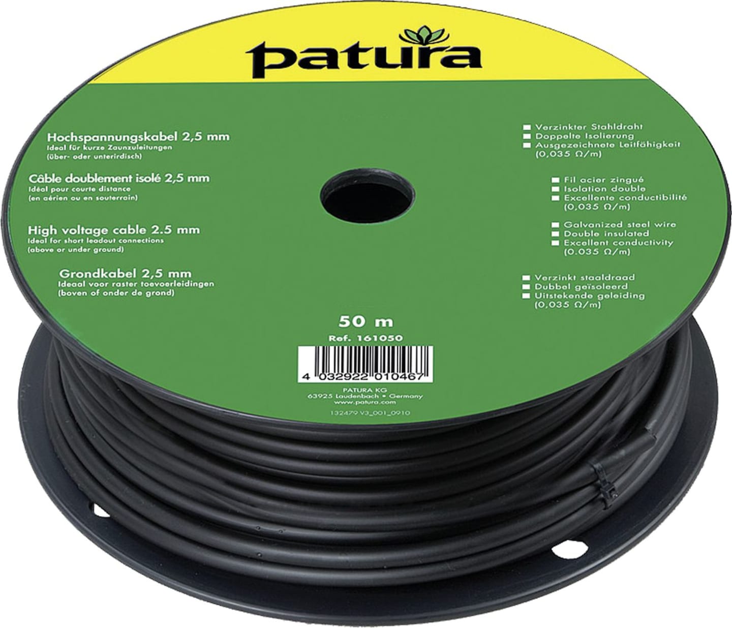 Patura Zaunanschlusskabel 2,5 mm/0,035 Ω/m, für Verbindungen über 50 m Weidezaungerät/Zaun oder Erdungsstab