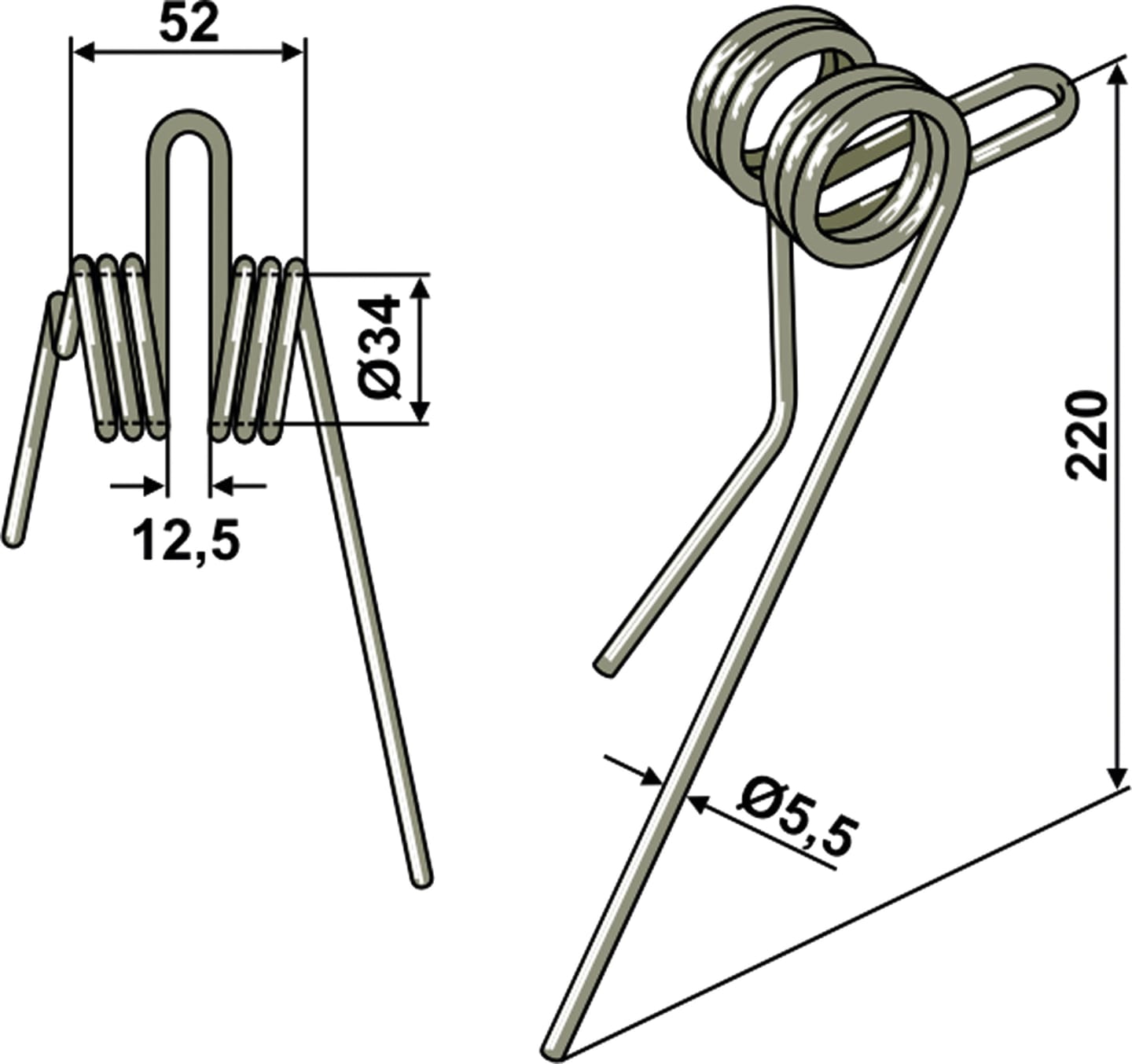 Industriehof® Striegelzinken 220 x 5,5 mm, für Striegel Pöttinger, Rabe, 10.ST-RA-11