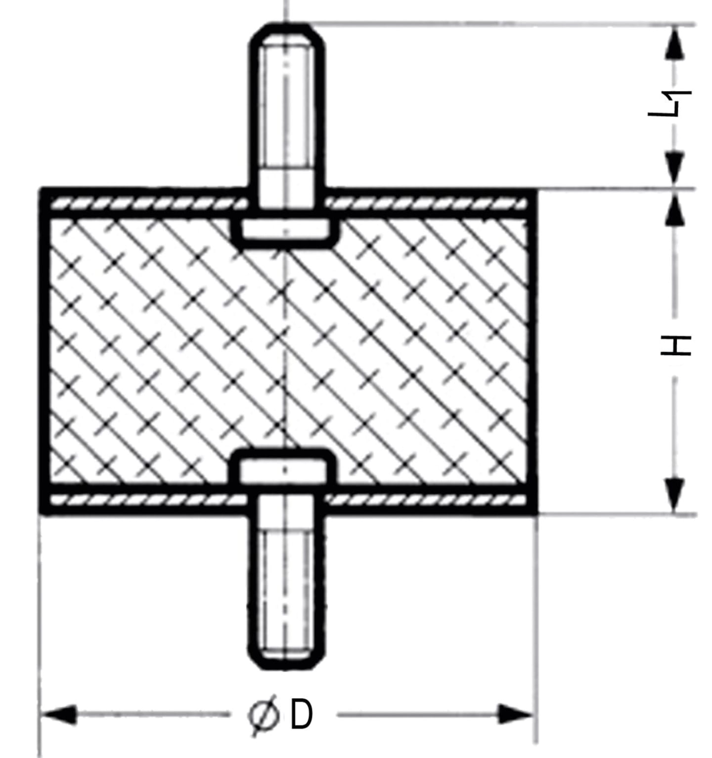 Gummi-Metall-Puffer Gewindebolzen beidseitig