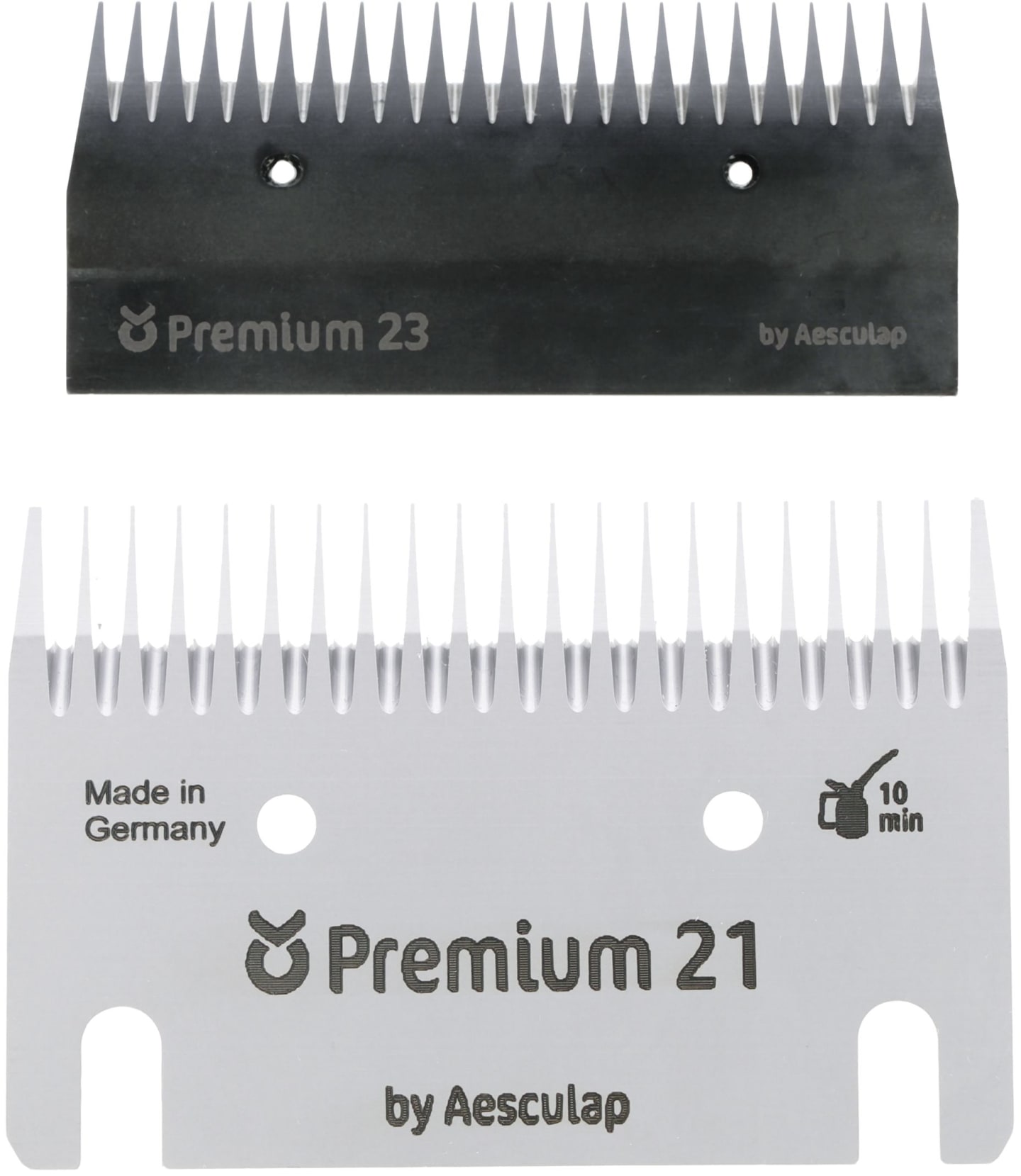 AESCULAP® Schermessersatz "Premium" Ober-/Untermesser 23/21 Zähne, extreme Verschmutzungen, Rinder, 18955