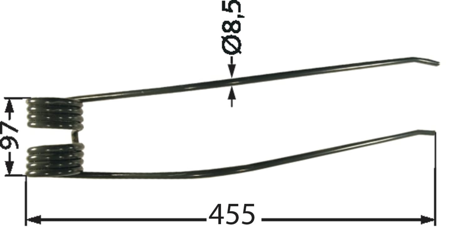 Schwaderzinken 455 x 97 x 8,5 mm für Schwader Kuhn GA 200, 300, 400