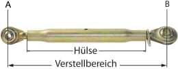 Produktbild: Oberlenker Kat. 2/20,25 mm, mit beidseitigem Kugelgelenk, M 30 x 3,5, verzinkt (Hülse), für John Deere