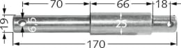 Technische Zeichnung: Oberlenker-Stufenbolzen Kat. 1, Kat. 2, Ø 19 mm, 25 mm, Länge 170 mm