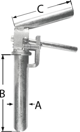 Technische Zeichnung: Anhängebolzen mit Federgriff, C 130 mm