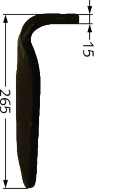 Technische Zeichnung: Industriehof® Kreiseleggenzinken 100 x 265 x 15 mm für Kreiselegge Howard