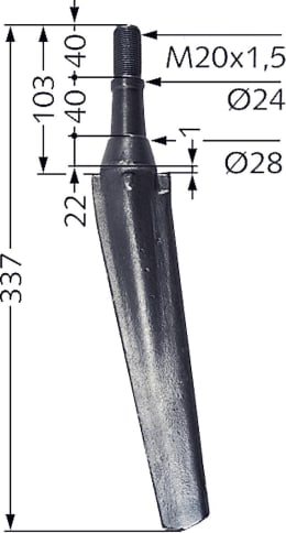Technische Zeichnung: Industriehof® Kreiseleggenzinken 337 x 34 mm für Kreiselegge Feraboli, Frost