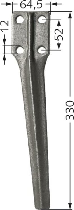 Technische Zeichnung: Industriehof® Kreiseleggenzinken 64,5 x 330 x 16 mm für Kreiselegge Eberhardt