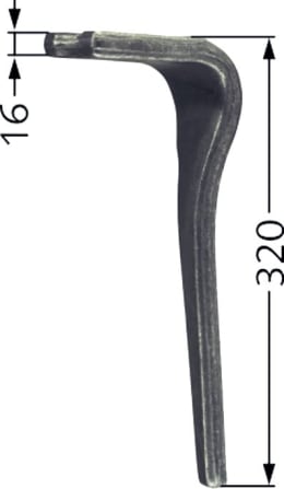 Technische Zeichnung: Industriehof® Kreiseleggenzinken 110 x 320 x 16 mm für Kreiselegge Kuhn