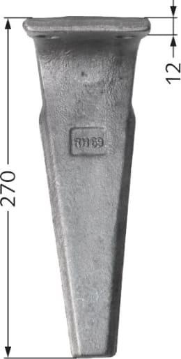 Technische Zeichnung: Industriehof® Kreiseleggenzinken 100 x 270 x 12 mm für Kreiselegge Feraboli, Frost