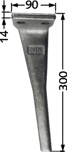 Technische Zeichnung: Industriehof® Kreiseleggenzinken 90 x 300 x 14 mm für Kreiselegge Moreni, Sicma