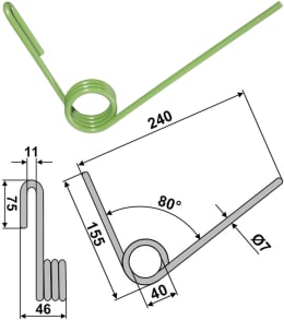 Technische Zeichnung: Striegelzinken 240 x 7 mm vorn, für Striegel Hassia, Lemken