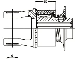 Technische Zeichnung: Walterscheid Freilaufkupplung F5/1