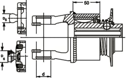 Technische Zeichnung: Walterscheid Freilaufkupplung F5/1 Weitwinkel