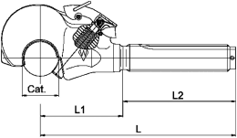Technische Zeichnung: Walterscheid Oberlenkerspindel Kat. 3 L 330 mm, M 30 x 3,5 AG, mit Fanghaken, 1305286