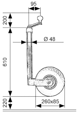 Produktbild: TRAILER POOL Stützrad Stützlast 150 kg, Rohr 48 x 480 mm, mit Stützlastanzeige