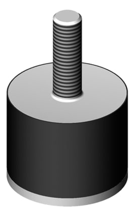 Produktbild: Gummi-Metall-Puffer mit Gewindebolzen und Innengewinde, zylindrische Form