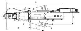 Technische Zeichnung: TRAILER POOL Auflaufeinrichtung/Auflaufbremse KF für V-Deichsel mit Gasfeder für Knott